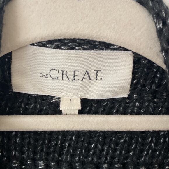 The Great Black Metallic Loop Knit Open Front Cardigan Size: 1 - Picture 3 of 6